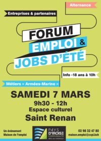 Forum de l'emploi et des jobs d'été - St Renan - 2026 (affiche)